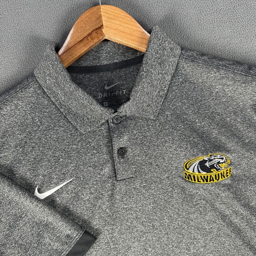 Milwaukee Panthers Nike Polo Shirt Mens Medium Grey Dri Fit Performance Golf